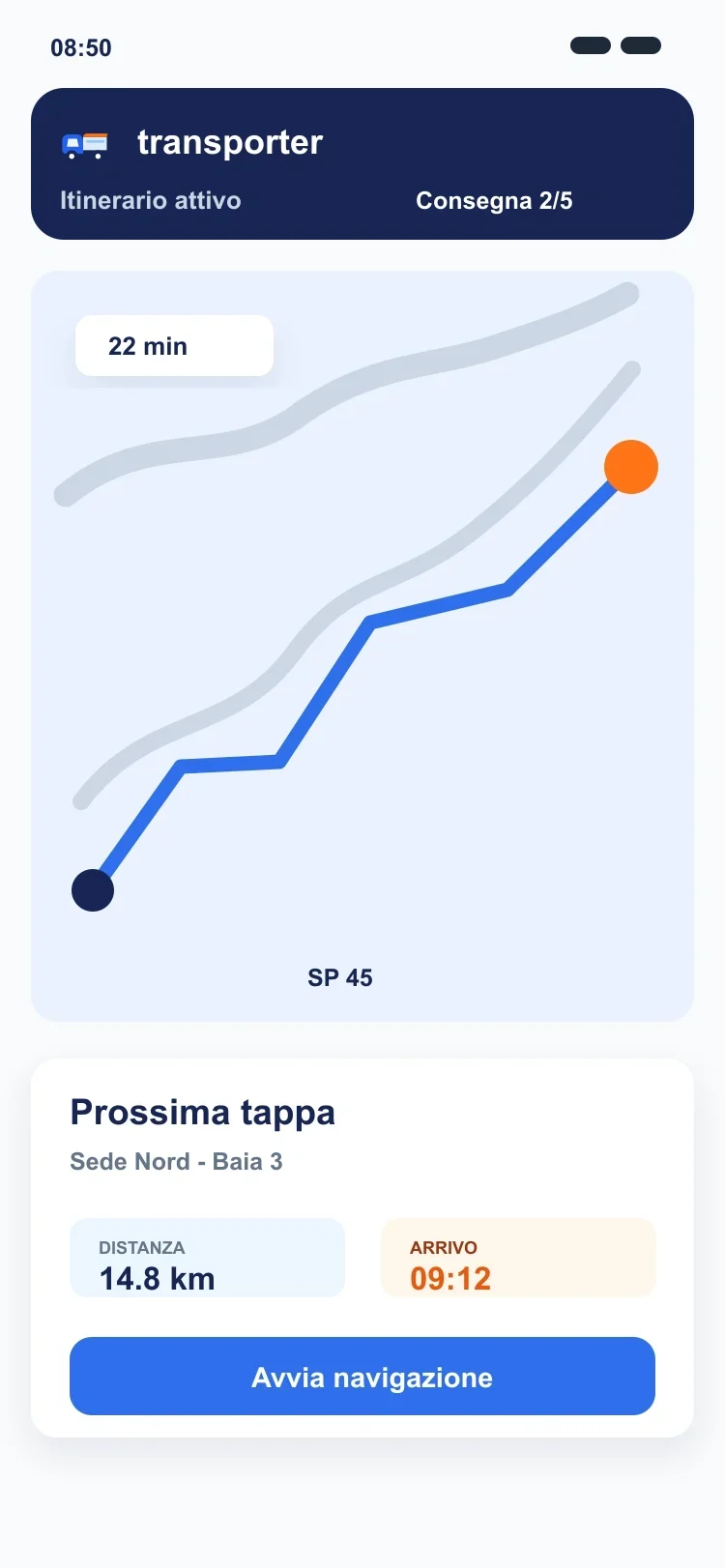 App navigation screen